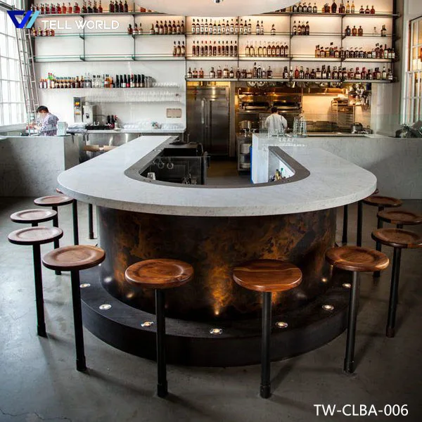 U shape acrylic solid surface bar counter top for sale for night club