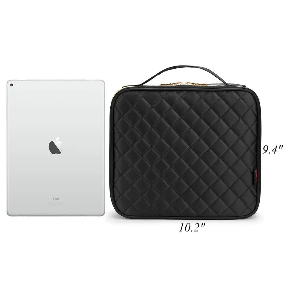 Lokass Eco Friendly Portable Waterproof Makeup Bag Cosmetic Organizer Cosmetic Case Bag  with Handle Adjustable Dividers