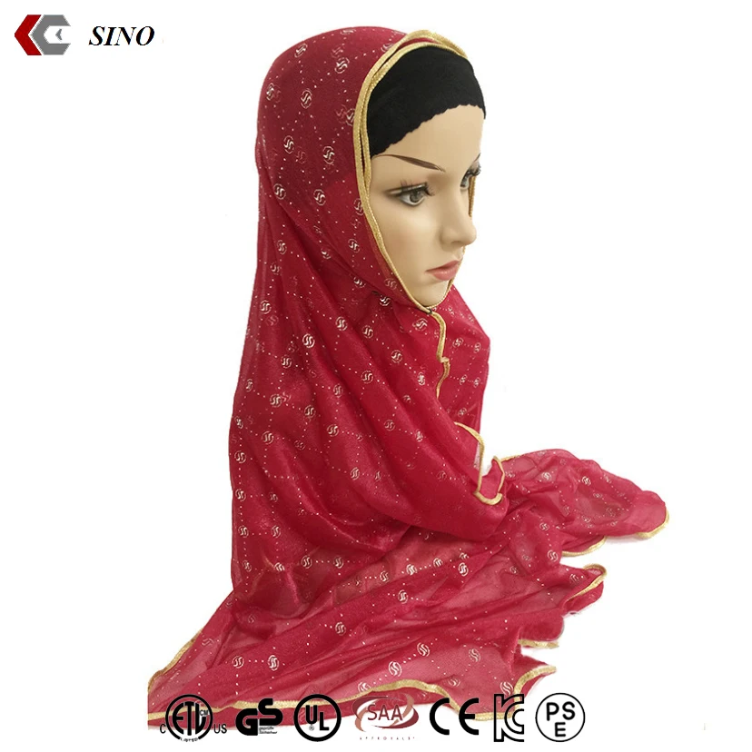 Red sari muslim bandana for women custom arabic cap hijab bonnet muslim turban hijab islamic cap headscarf