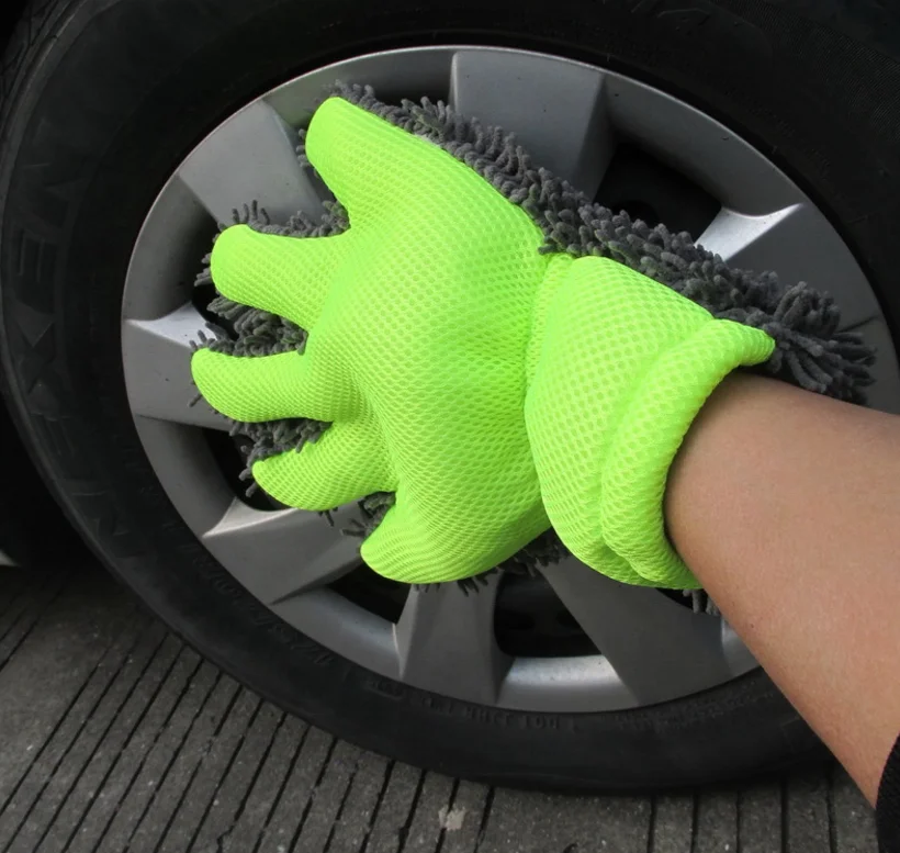 Five finger wool chenille car wash gloves microfiber cleaning washing car gloves