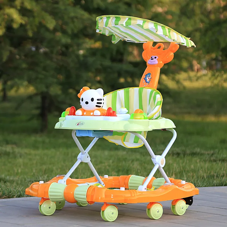 New Model Baby Walker Rubber Wheels Height Adjustable Musical Baby Trolley Walker Rocker Chair