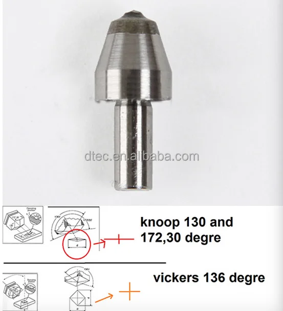 DTEC Vickers diamond Indenter,Knoop Indenter for micro vickers hardness tester,HV2,HV6