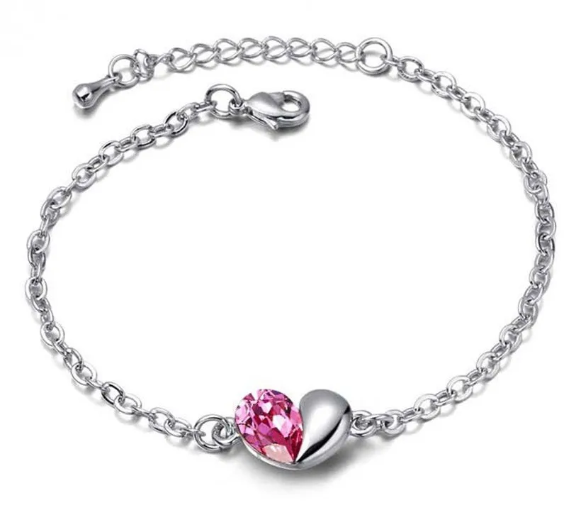 
amethyst cristal bracelet with white gold filled platinum plated crystal trendy wrist 