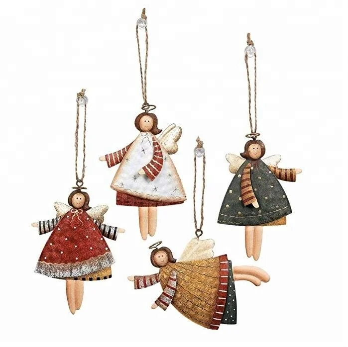 Набор из 12 танцующих оловянных ангелов, украшения для рождественской елки