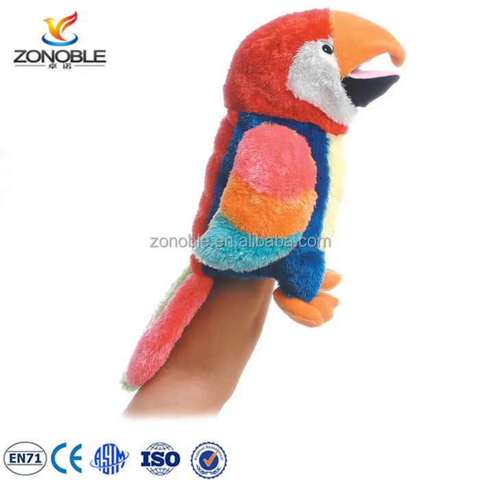 Новый дизайн безопасный стандарт CE и EN71 Обучающие игрушки плюшевые в форме животного мягкий попугай ручная марионетка для детей