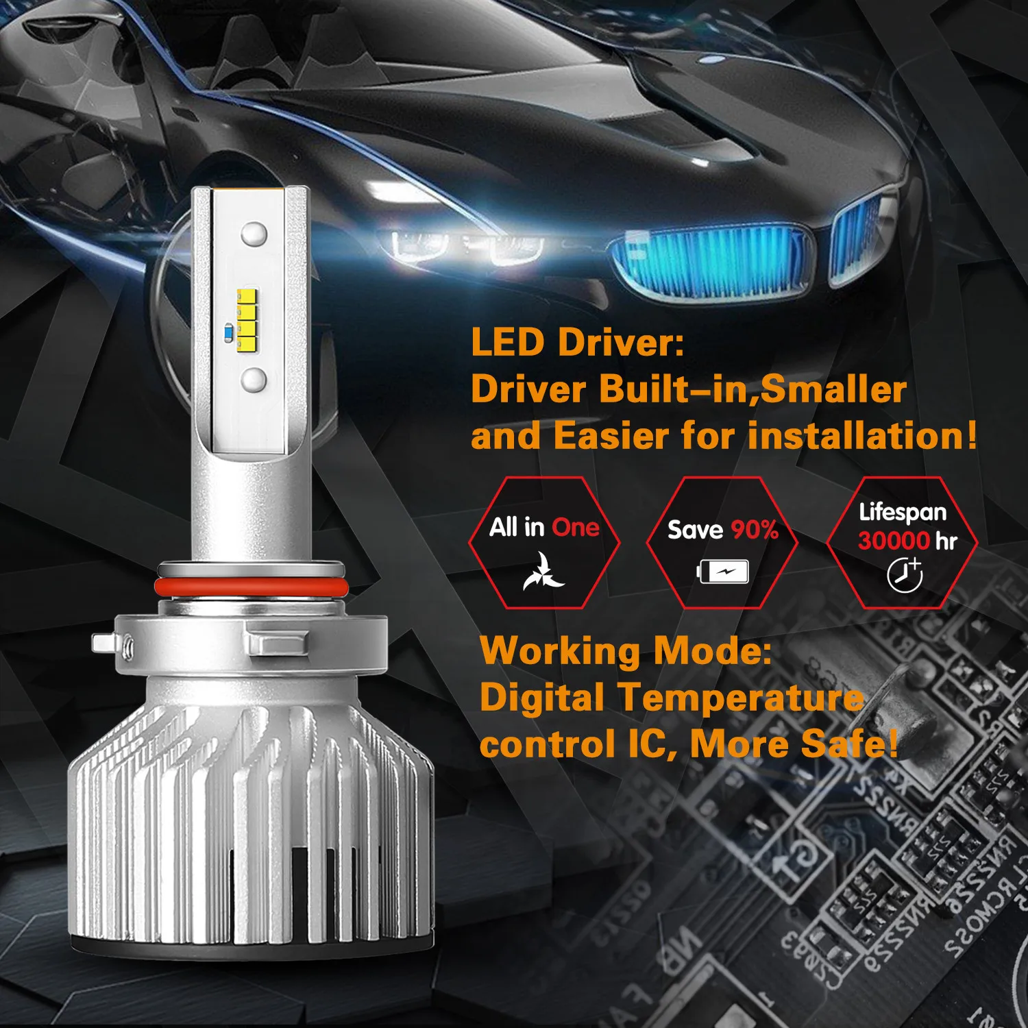 DMEX D6X 40W 4500LM H8 H9 H16 H11 LED Headlight Bulb Conversion Kit