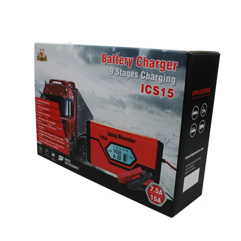 AC to DC batter charger 12 Voltage  7.5 A/15 Amp Select 9-Stage Smart Car Battery Trickle Charger Maintainer