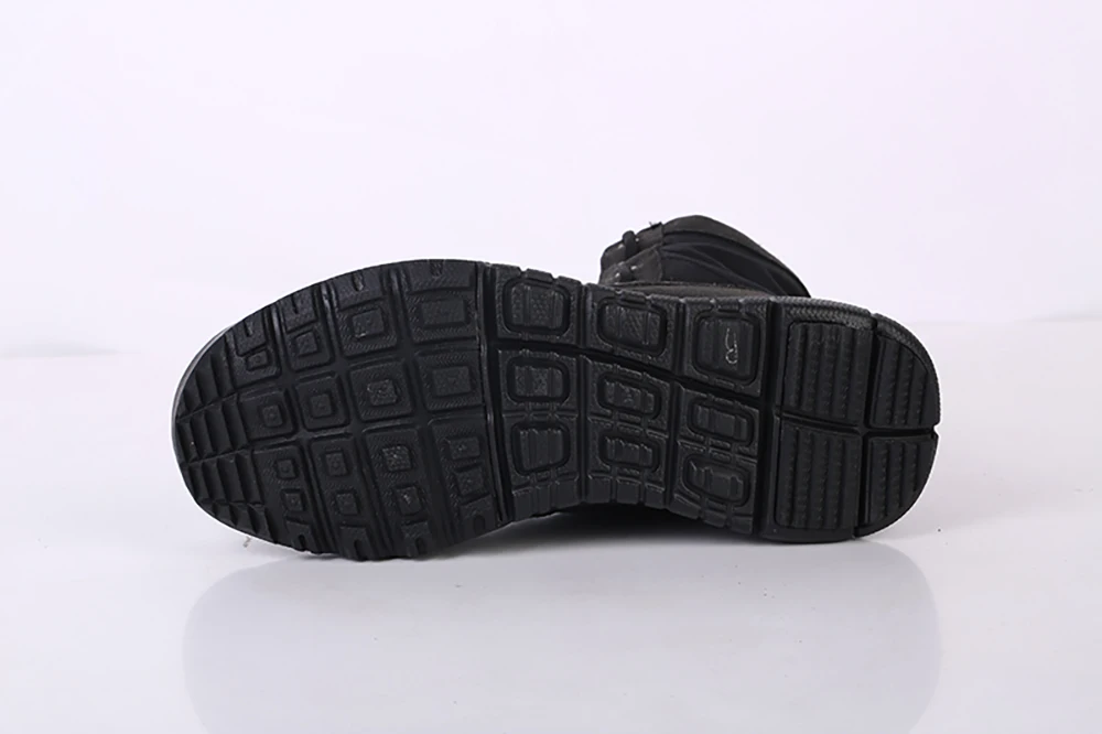 Unisex Black Suede Tactical Boots Military Zipper Horse Shoes Army Combat Boots