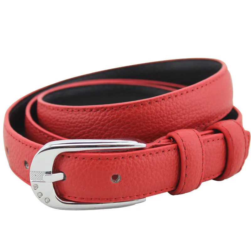 Women genuine leather thin belt korean style pin buckle belt