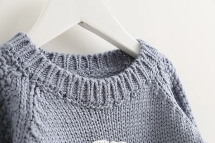 
fashion cloud patchwork embroidery chunky knit pullover kid sweater girl knitted clothing sweater 
