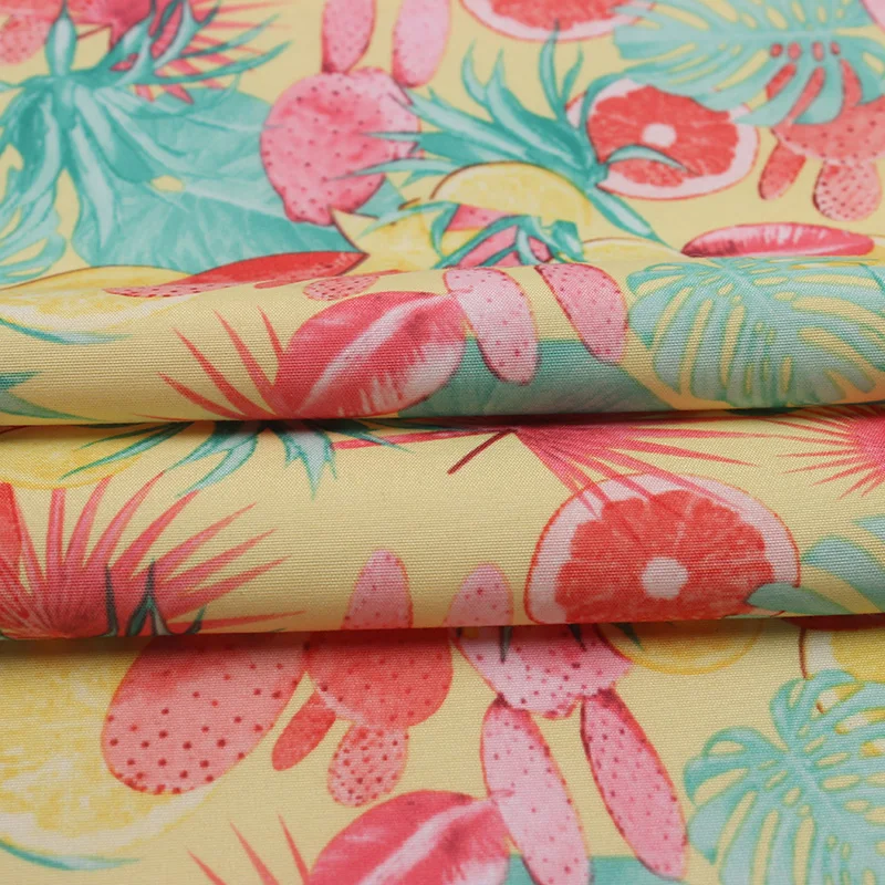 
Peach skin microfiber fabric with bright color fruits flowers and cactus pattern print for beach shirt tropical shirt 