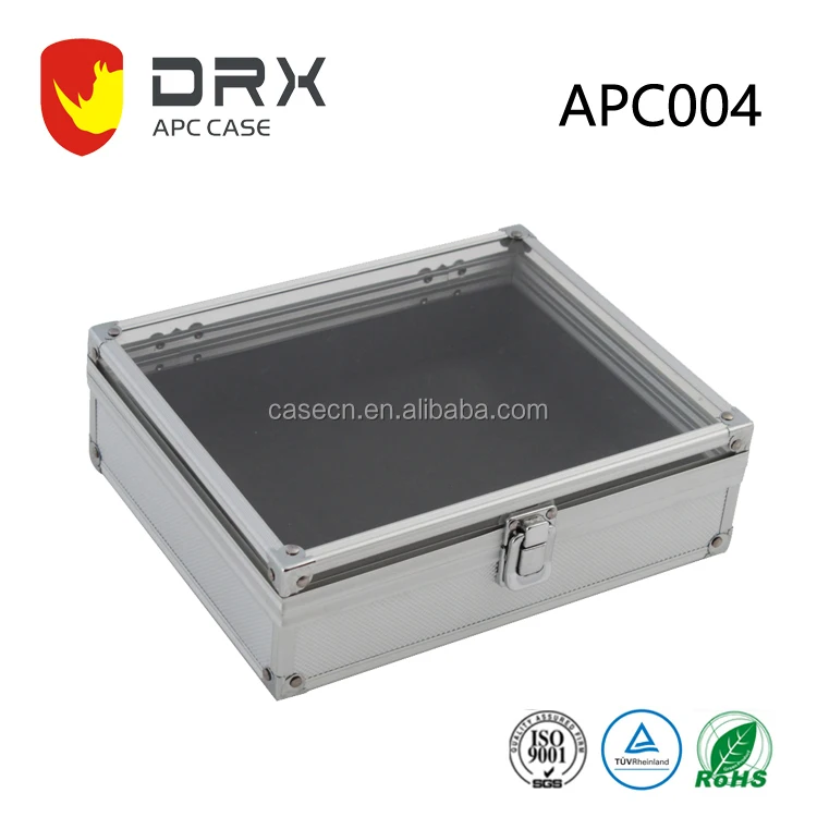 
Custom Design Transparent Lid Aluminum Carrying Display Case Watch Box 
