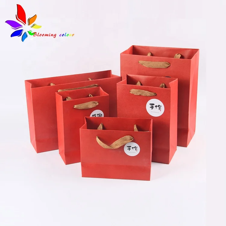 cheap custom shopping coated paper bag with different handle types