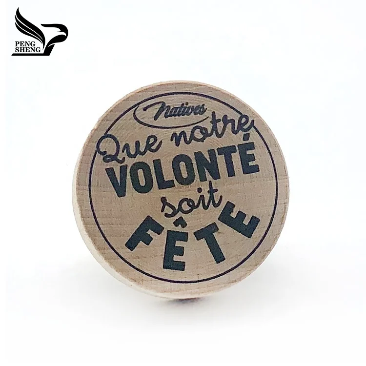 
Printing logo wooden cap High polymer cork stopper 