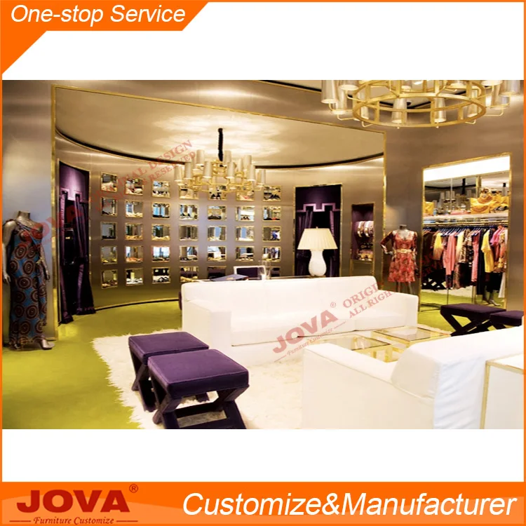Modern design wood and metal clothes rack shop fitting