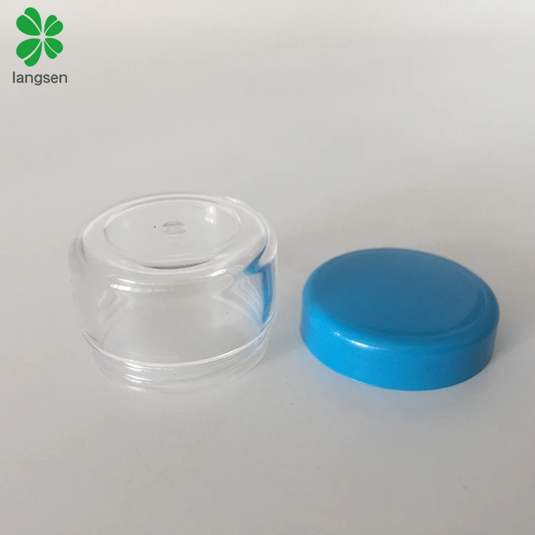 Chinese supplier plastic clear 5g 5 grams cosmetic jars with multi color screw lid for cosmetic sample dispenser