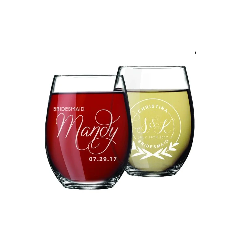 stemless wine glasses wholesale/ custom printing logo high quality wine glasses without stem