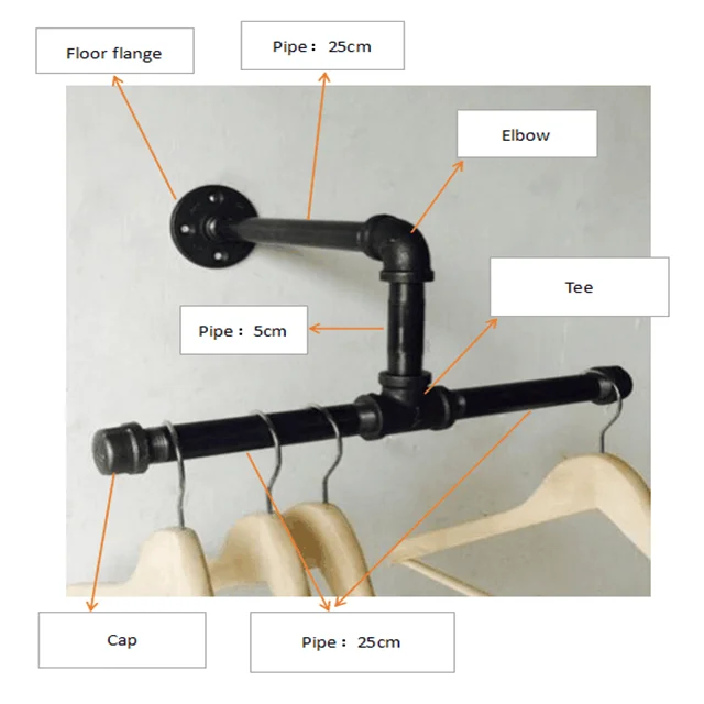 Полка для одежды «сделай сам» с фланцем из ковкого железа