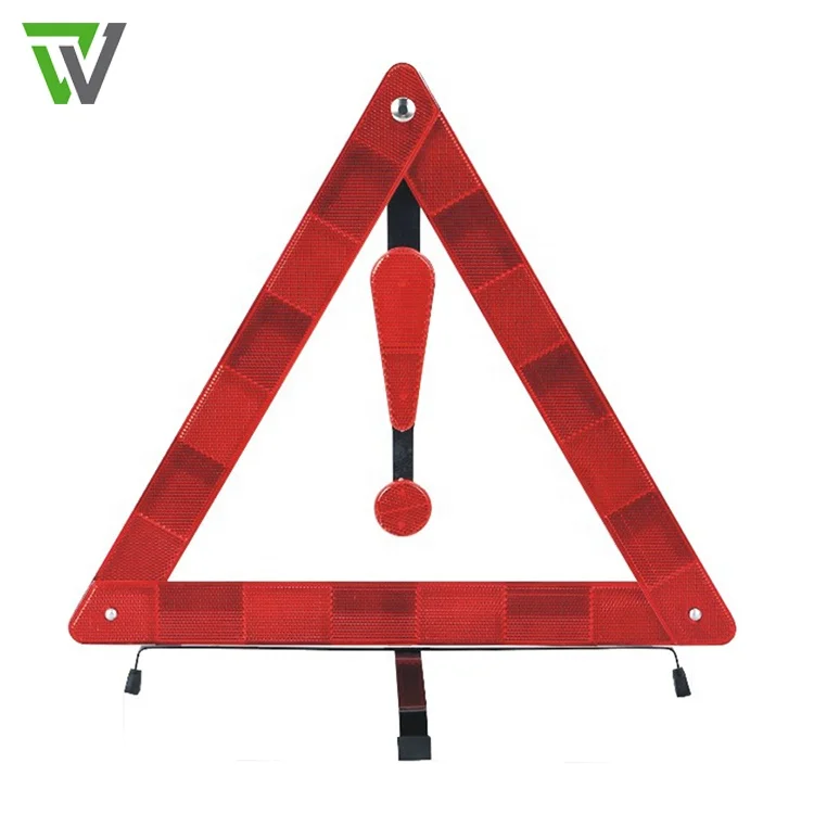 Folding reflective emergency safety road warning triangle kits for vehicles