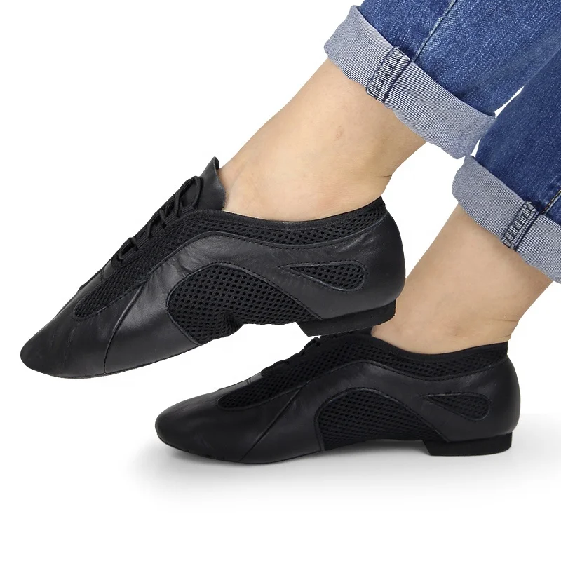 
Breathable mesh leather jazz dance shoe 