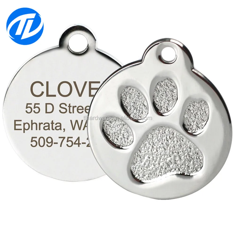 Factory wholesale zinc alloy dog paw tag stainless steel cat tag Custom Pet Dog ID Metal Tag With Engraving Logo