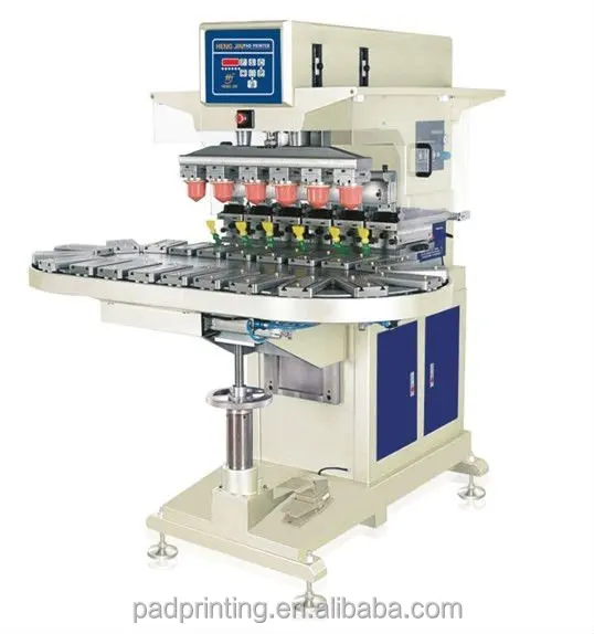 high precise Hengjin  HP-300FZ for switch patterns golf balls six colors conveyor pad printing machine