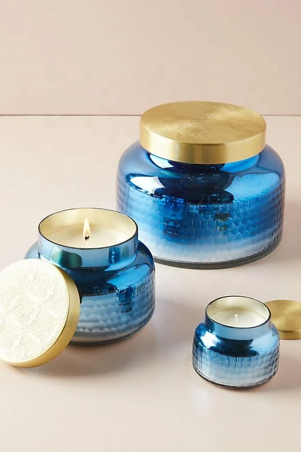 Candle Jar Metal Lid Bulk Wax Scented Candle for Air Freshener Scented Glass Home Decoration Aromatherapy Pillar