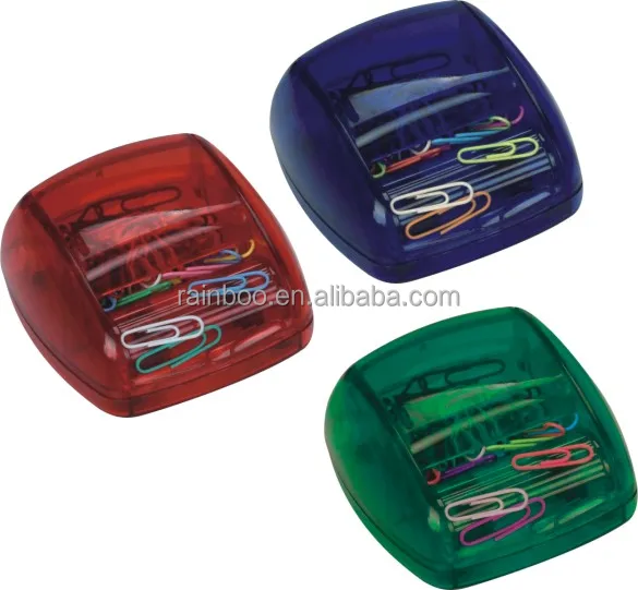 Round shape promotional plastic magnetic paper clip dispenser