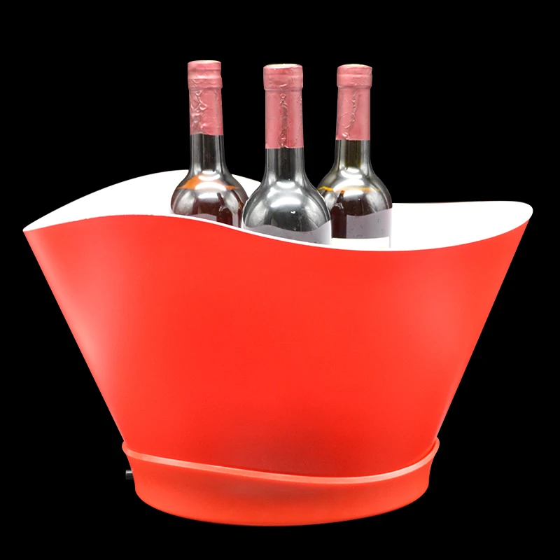 Оригинальный оригинальный большой перезаряжаемый светящийся металлический ведро для льда из нержавеющей стали со светодиодной подсветкой 12 л для бутылки вина шампанского