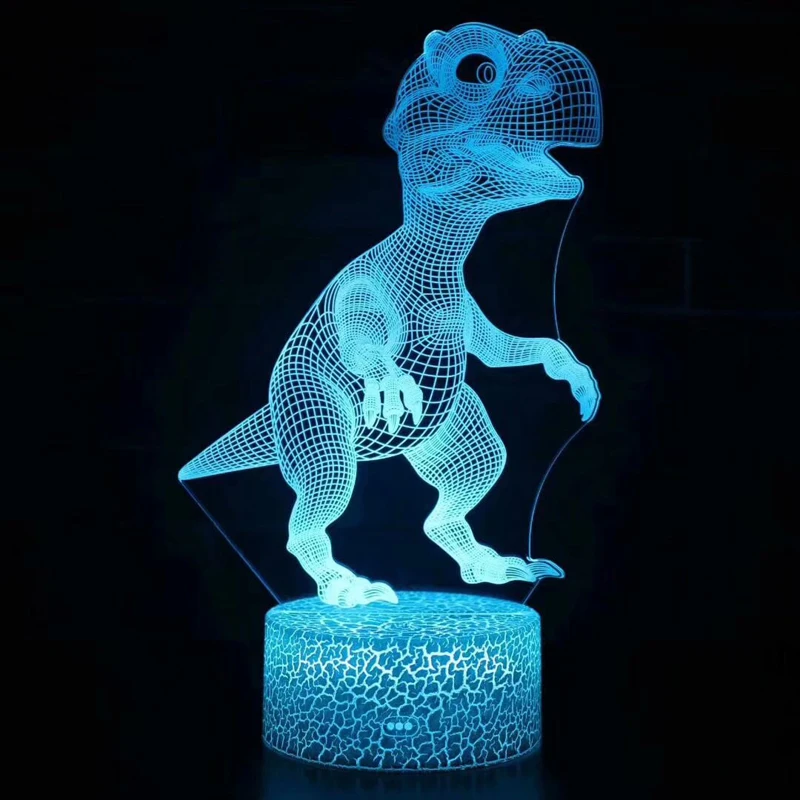 3D Illusion Led Lamp Dinosaur 7 Color Led Bulb Decoration Animal Night Light Touch Sleeping Nightlight Table Lamp Boys Gifts