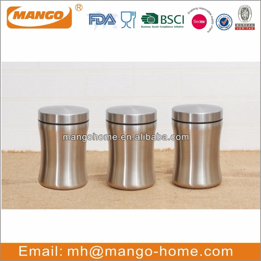 Matt color airtight stainless steel metal pasta kitchen canister