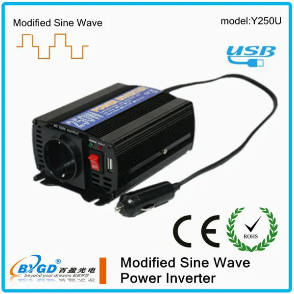 250W Modified Sine Wave Car Inverter 12v 220v