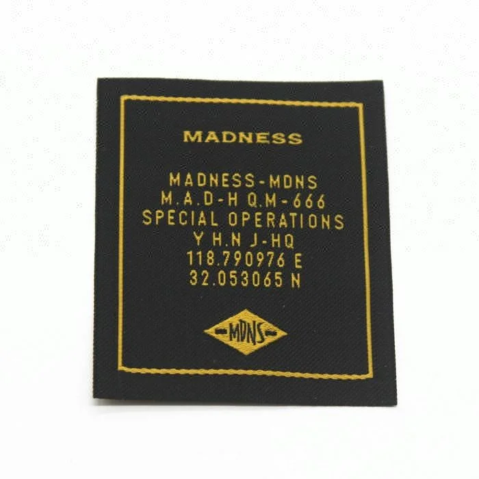 Popular damask woven label garment tag bag labels