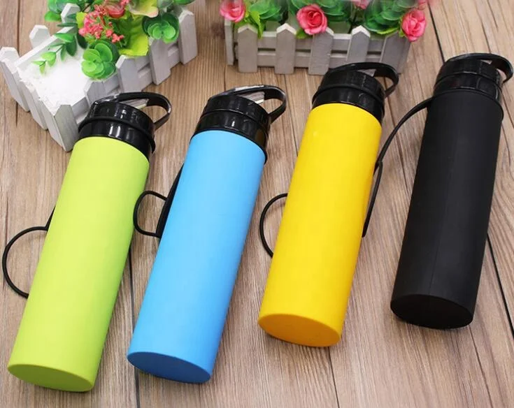 
collapsible Water Bottles 600ml Silicone Foldable Water Bottles for Travel with/sport water bottle 