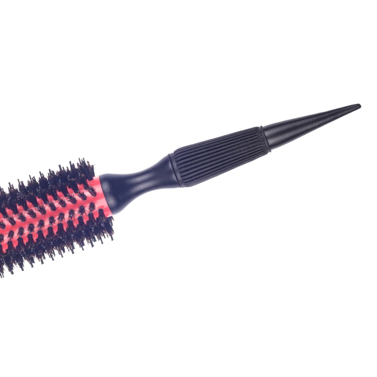 EUREKA Professional Aluminum Tube Boar Bristle  With Nylon Pins Round Hair Brush Wooden Round  Hair Brush