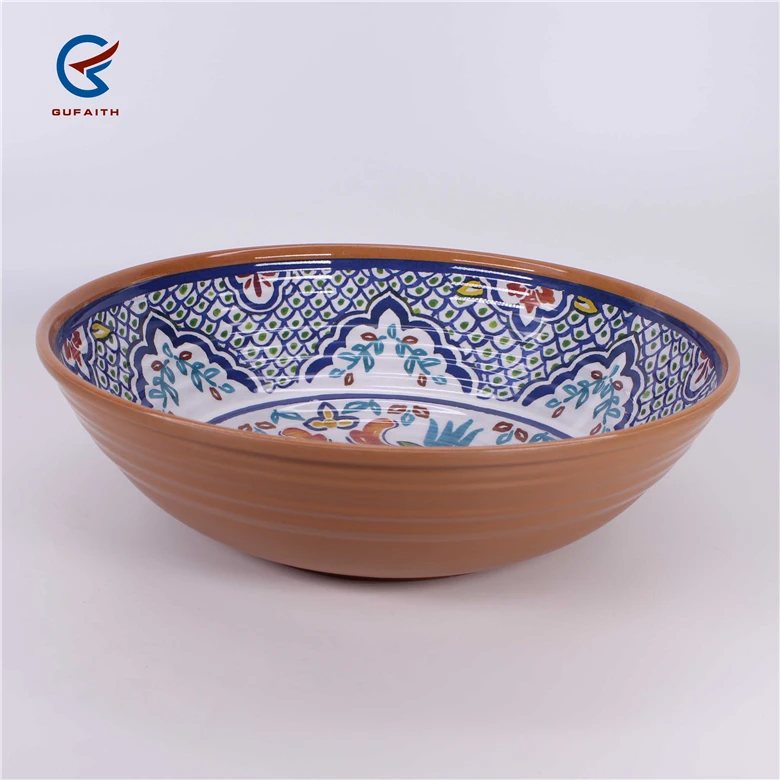 Пластиковая меламиновая ГЛУБОКАЯ ТАРЕЛКА разных размеров с винтажным рисунком, 12 дюймов, Турция