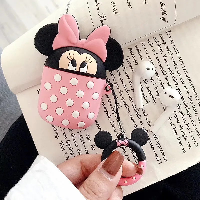 
Free Shipping Earphone Bags Case for Airpods Silicone Cover Bag Anti-lost Cute Cartoon Mickey Minnie 