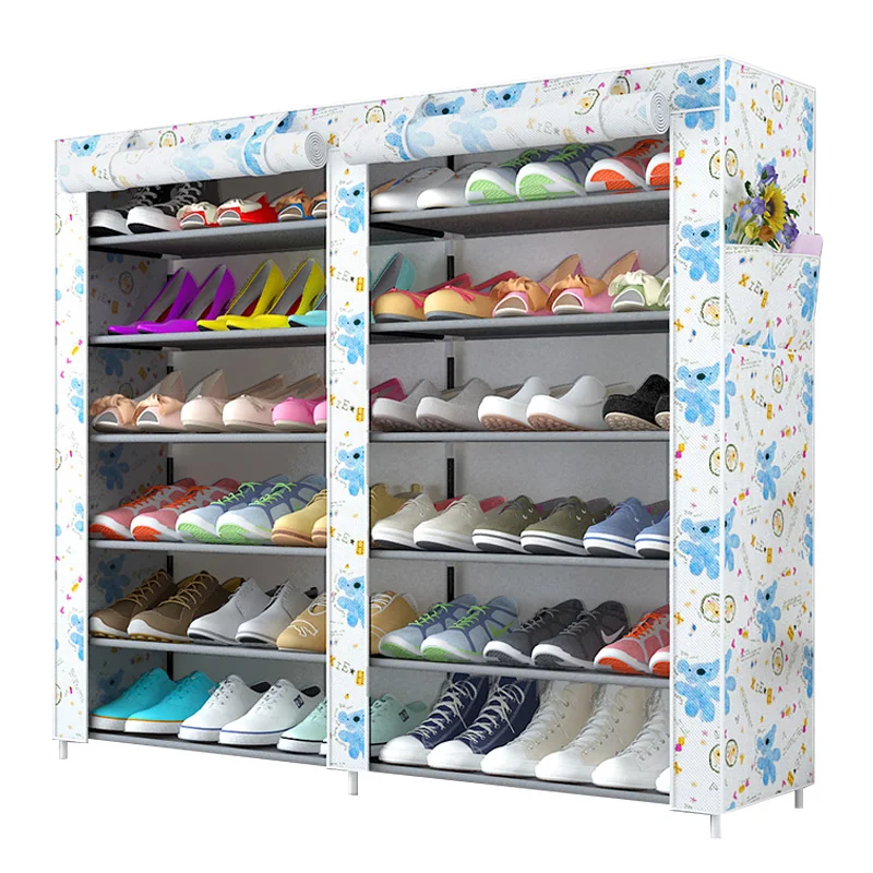 
Modern simplicity European style pastoral style large capacity DIY free assembly double row shoe rack 