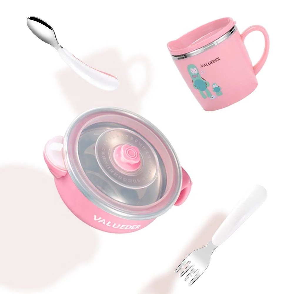 Eco-friendly BPA free stainless steel food feeding suction baby bowl