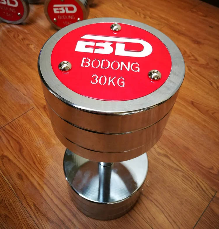 Wholesale New arrival fixed or rotating handles beautiful stainless polish chromed Dumbbells