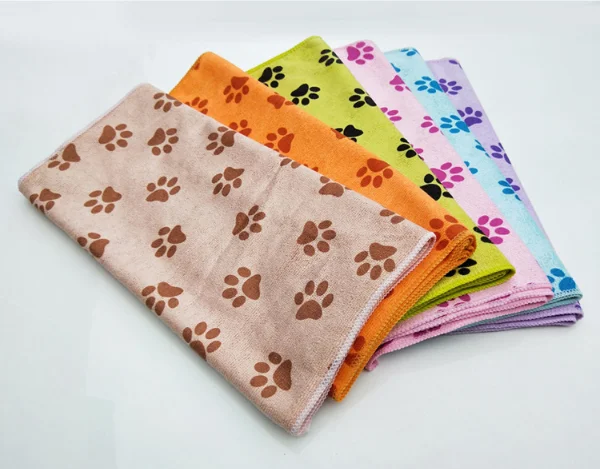 Microfiber pet bath towel  Dog daily bath towel  Printed dog claw towel