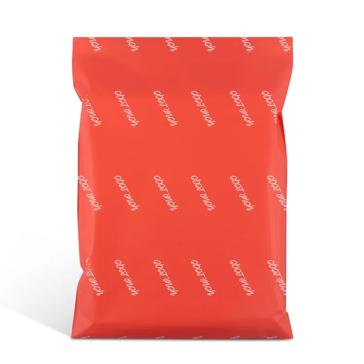 wholesale custom printed red matt polythene envelope mailing courier packaging bags for webshop