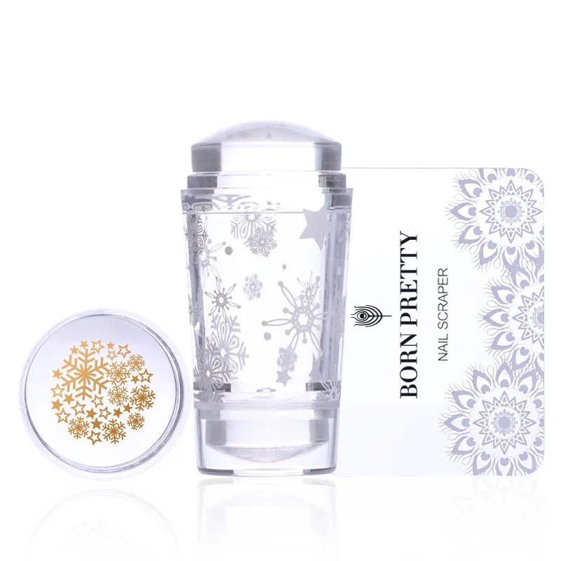 BORN PRETTY French Nail Stamper Set Limited Edition Christmas Double Head Nail Silicone Stamper with Scraper