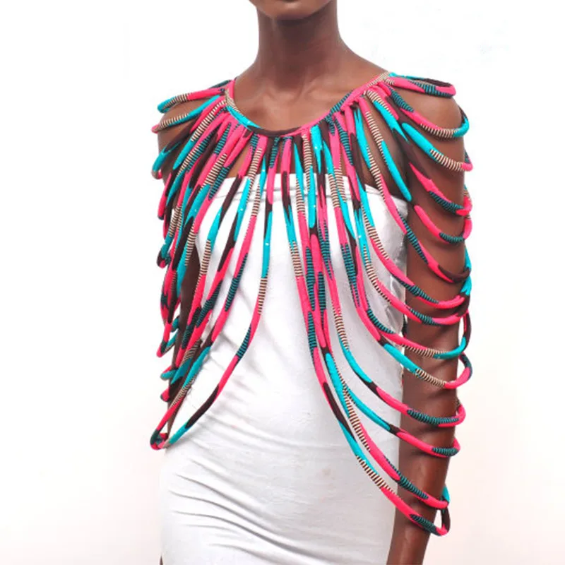 
African Ankara Handmade Strap Necklaces Fashion Accessories Jewelry Gift African Fabric Print Necklace Shawl WYX15 