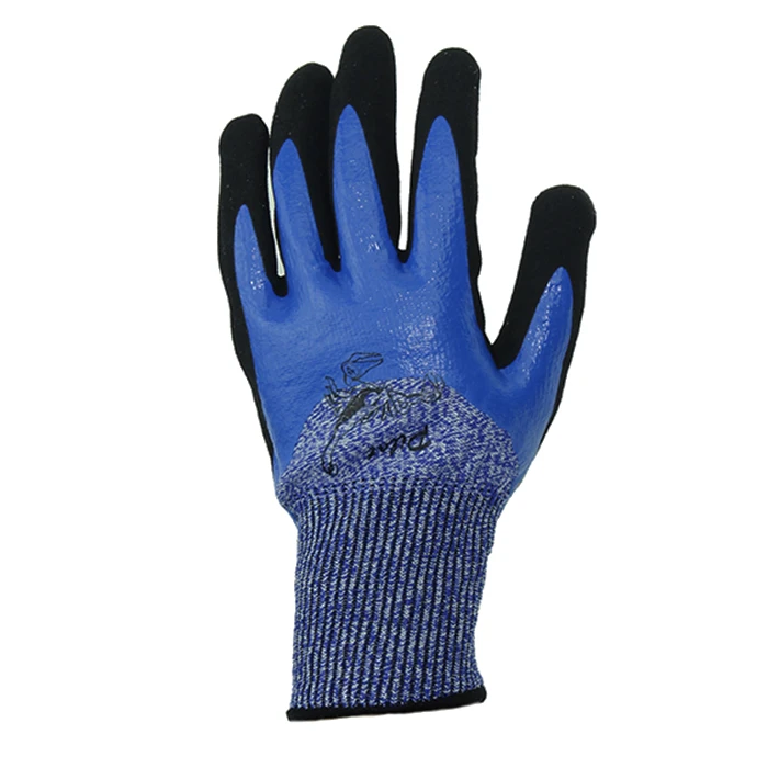 13 HPPE sandy finished nitrile palm double dipped cut resistant gloves level 5 work gloves