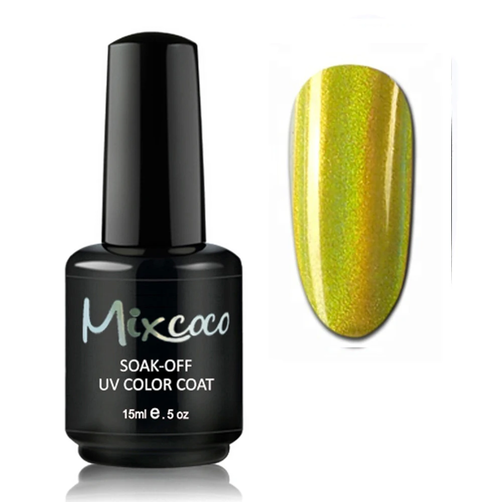 Mixcoco New Arrival Chrome Powder Colors Laser Gel Polish Holographic Gel promotion hema free sample nails unas salon supplies