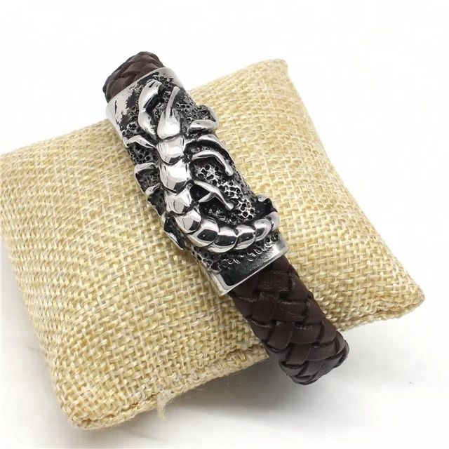 Yudan Jewelry Stainless Steel Scorpion Leather Bracelet