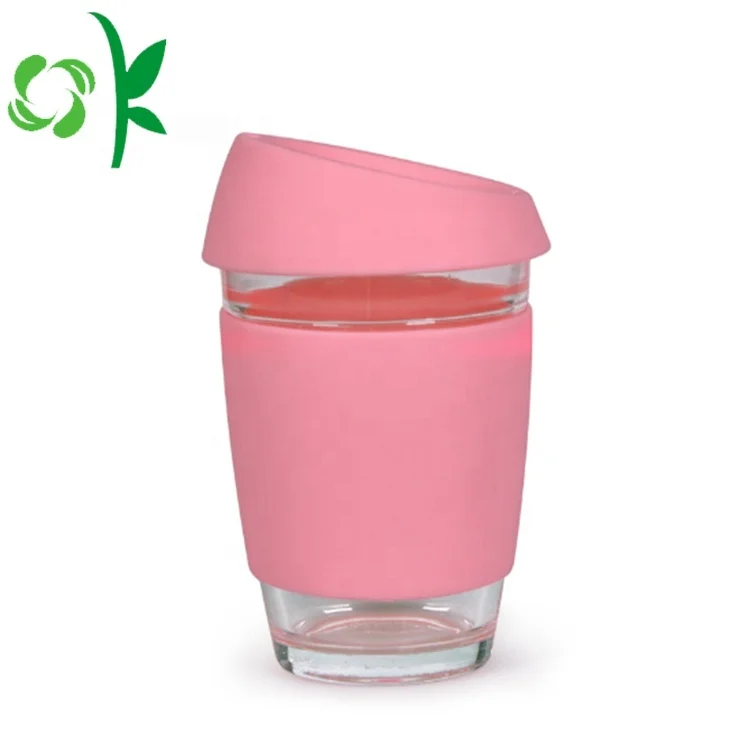 OKSILICONE Heat Resistant Silicone Coffee Cup Sleeve for Coffee Mug Custom Design Silicon Glass Bottle Sleeves Cover