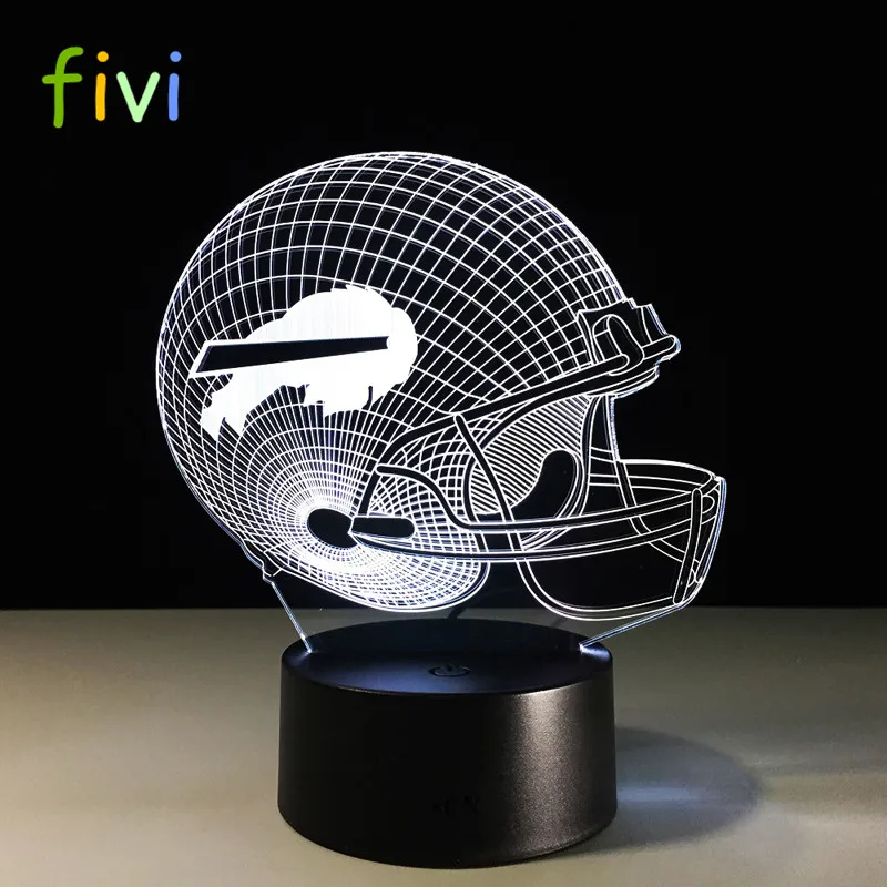 Баффало Американский футбол шапка шлем 3D NFL светодиодный цвет меняется Декор ночник на сенсорное управление индукции и батареи