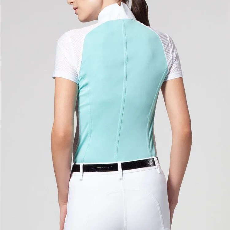 wholesale customize splicing cooling mesh fabric equestrian show shirt